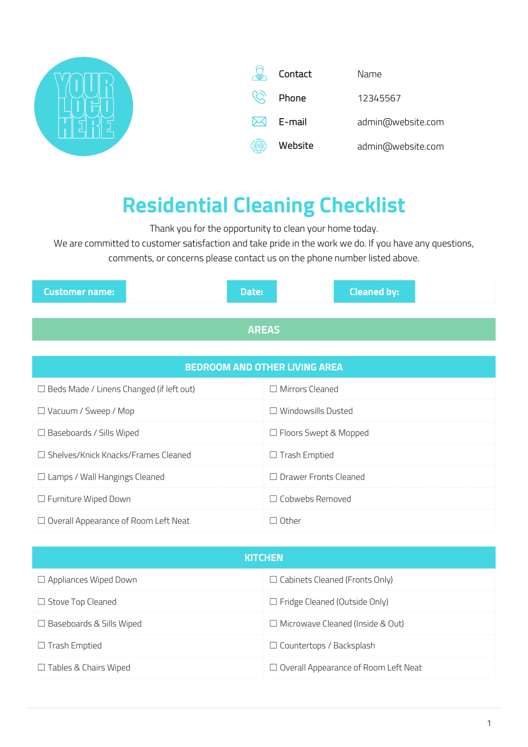 14 Essential Cleaning Business Forms: Templates And Examples